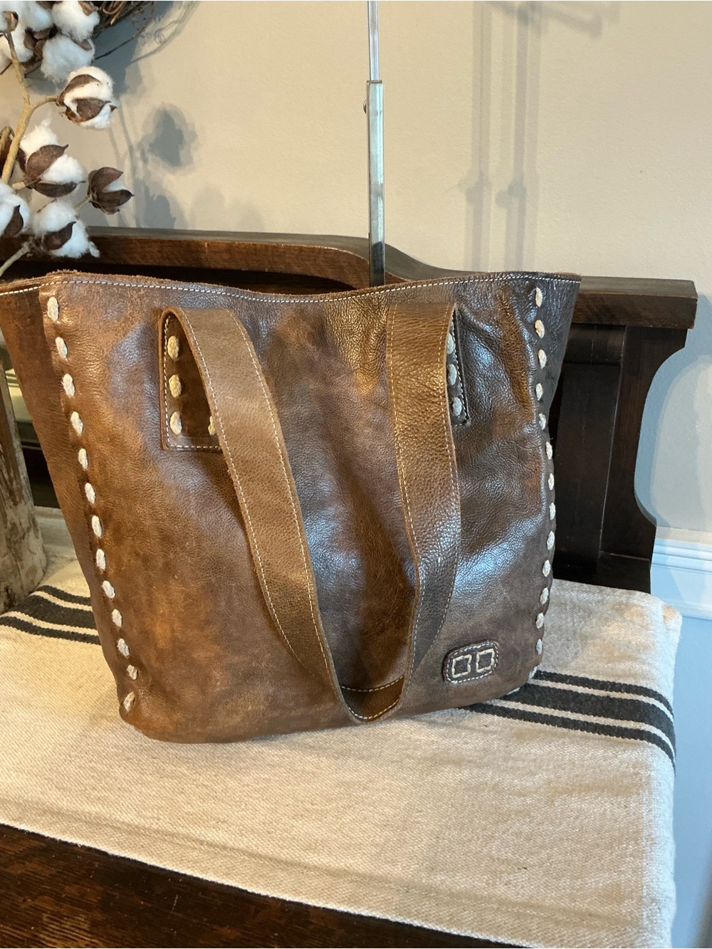Bed Stu Leather Stevie Tote Shoulder Bag Brown Teak Rustic Retail $275 - Picture 11 of 13